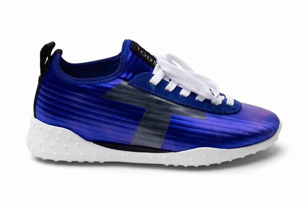 NEW TOD'S women's neoprene leather sneakers in blue